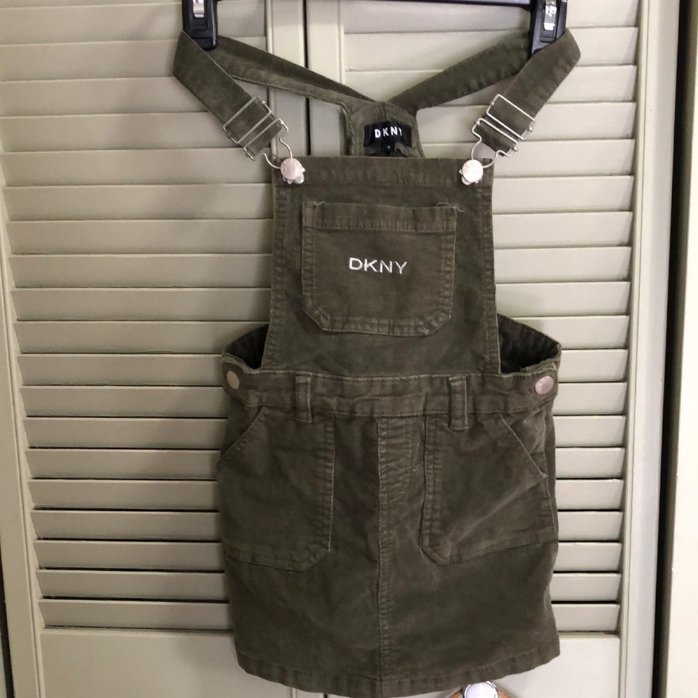 DKNY Girls Olive Green Overalls Dress